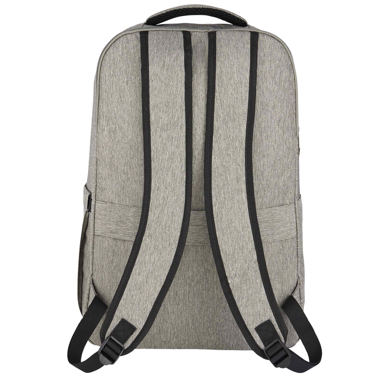 Recycled PET Laptop Backpack with Lash Tab, 17 Inch Embroidery - Gray - Back