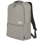 Recycled PET Laptop Backpack with Lash Tab, 17 Inch Embroidery - Gray - Left Angle 2