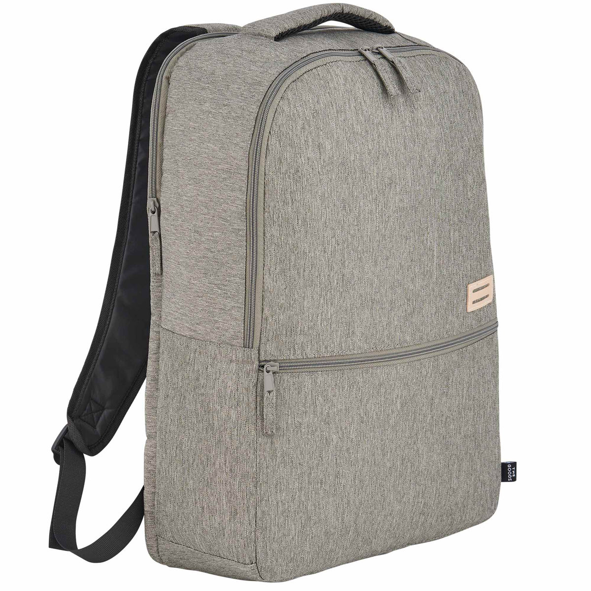 Recycled PET Laptop Backpack with Lash Tab, 17 Inch Embroidery - Gray - Right Angle 2