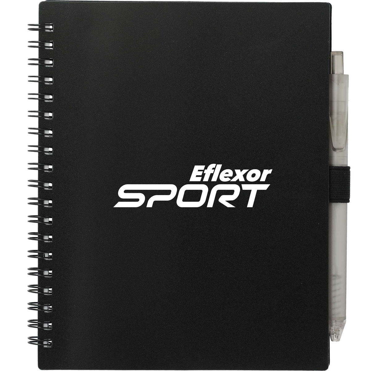 Recycled Spiral Notebook with RPET Pen, 5.5 x 7 Inches - Black - Front