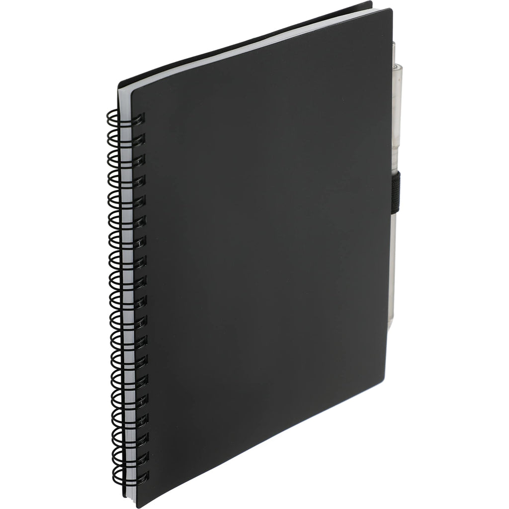 Recycled Spiral Notebook with RPET Pen, 5.5 x 7 Inches - Black - Right Angle 2