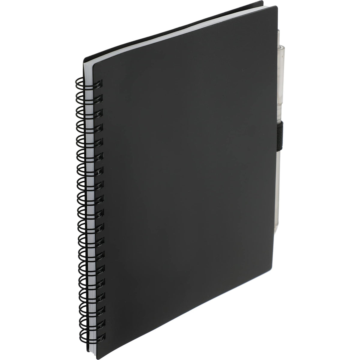 Recycled Spiral Notebook with RPET Pen, 5.5 x 7 Inches - Black - Right Angle 2