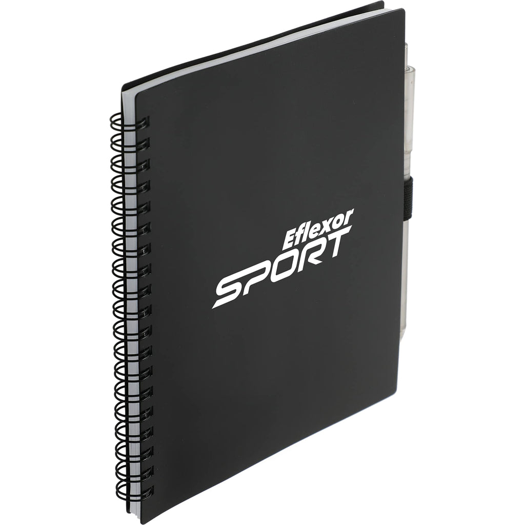 Recycled Spiral Notebook with RPET Pen, 5.5 x 7 Inches - Black - Right Angle