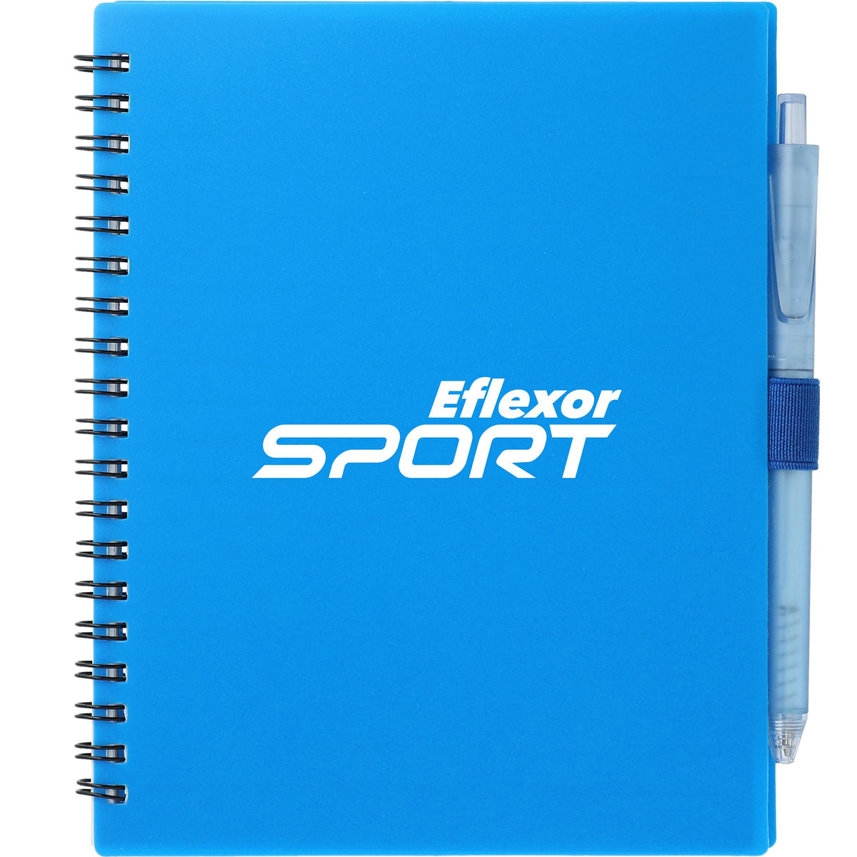 Recycled Spiral Notebook with RPET Pen, 5.5 x 7 Inches - Blue - Front