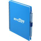 Recycled Spiral Notebook with RPET Pen, 5.5 x 7 Inches - Blue - Left Angle