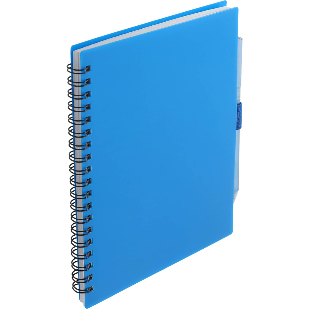 Recycled Spiral Notebook with RPET Pen, 5.5 x 7 Inches - Blue - Right Angle 2