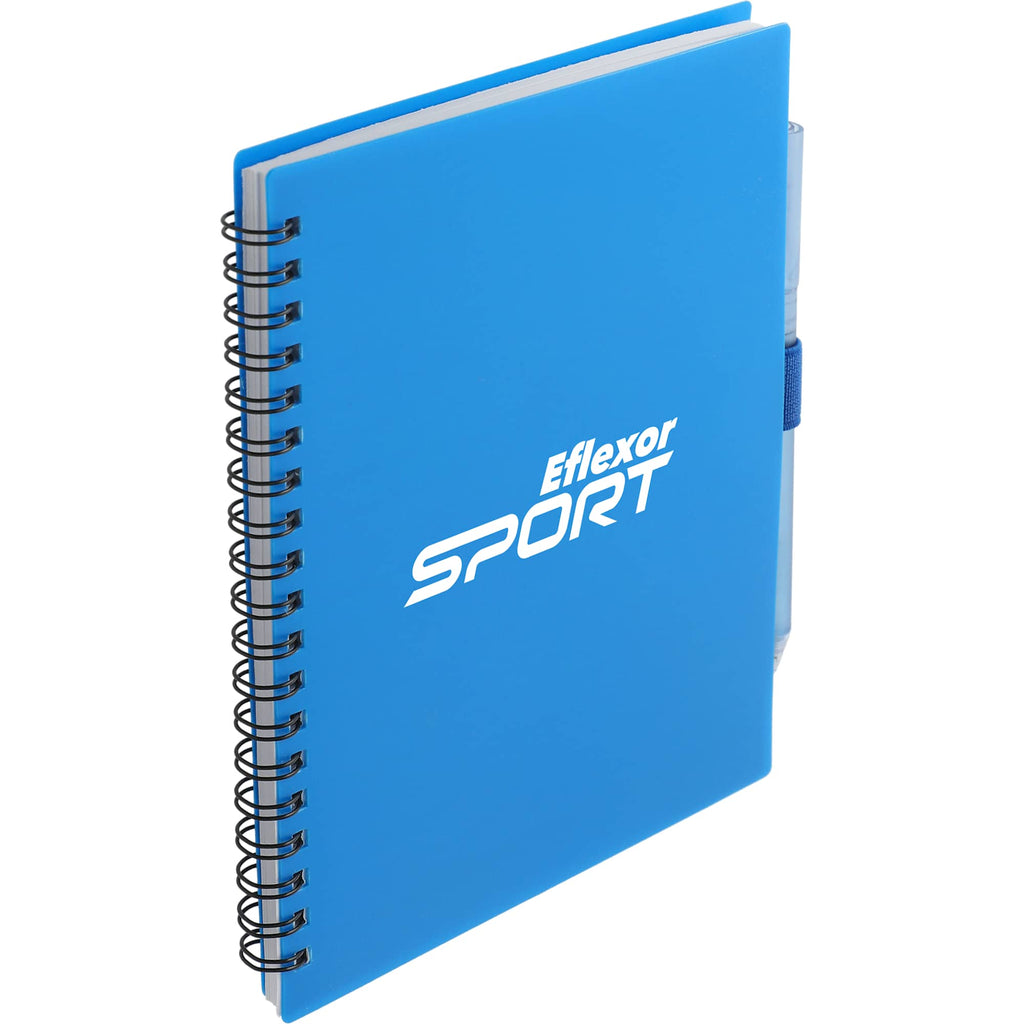 Recycled Spiral Notebook with RPET Pen, 5.5 x 7 Inches - Blue - Right Angle