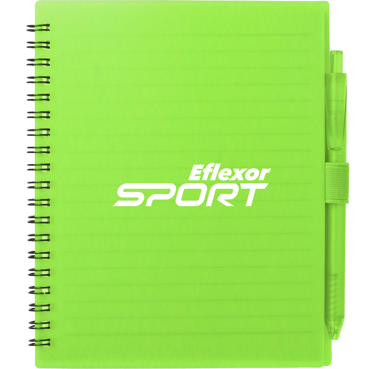 Recycled Spiral Notebook with RPET Pen, 5.5 x 7 Inches - Lime - Front