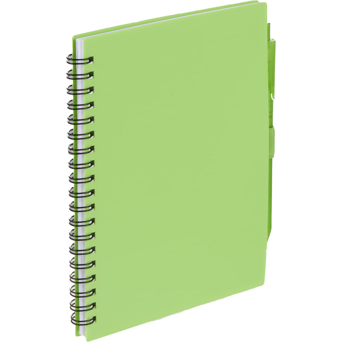 Recycled Spiral Notebook with RPET Pen, 5.5 x 7 Inches - Lime - Right Angle