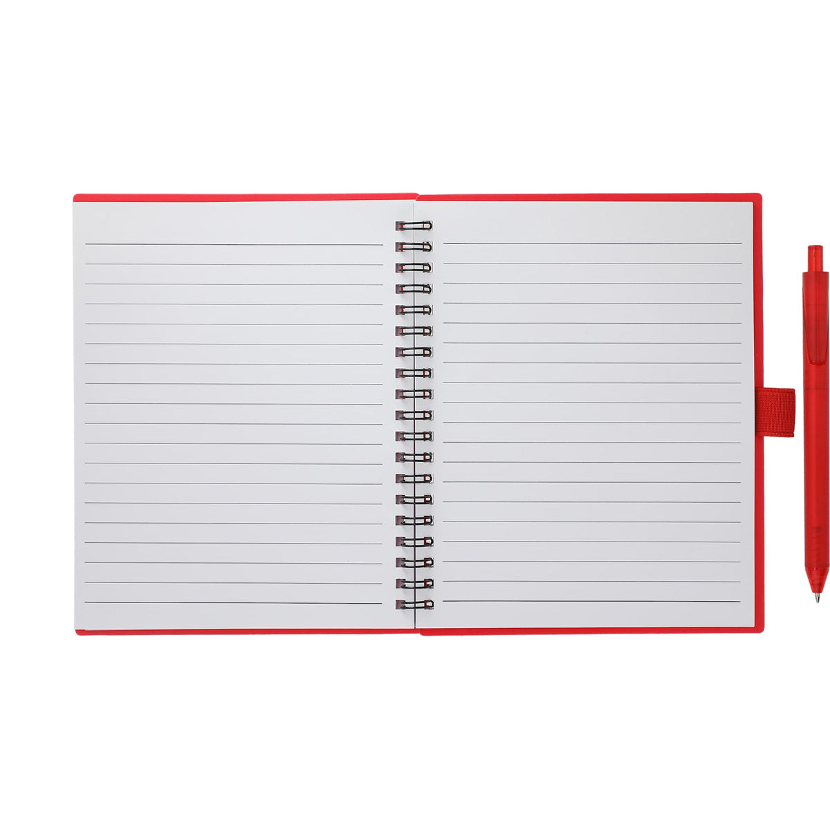 Recycled Spiral Notebook with RPET Pen, 5.5 x 7 Inches - Red - Front 2