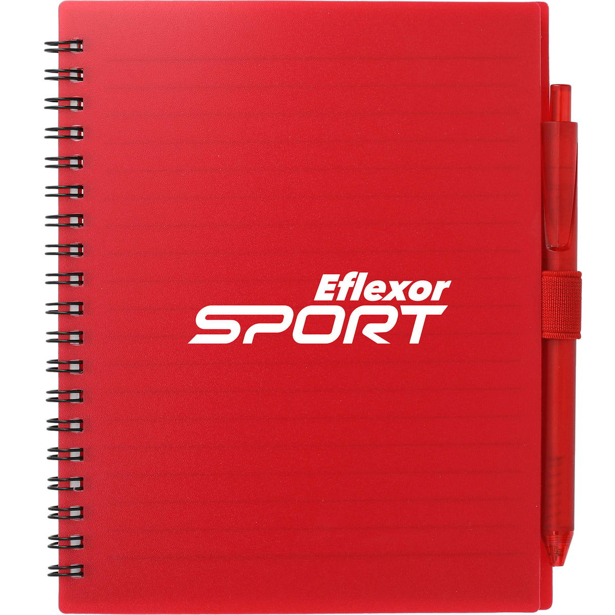 Recycled Spiral Notebook with RPET Pen, 5.5 x 7 Inches - Red - Front