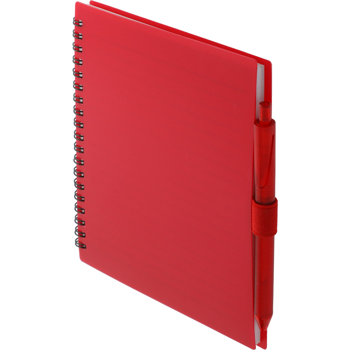 Recycled Spiral Notebook with RPET Pen, 5.5 x 7 Inches - Red - Left Angle 2