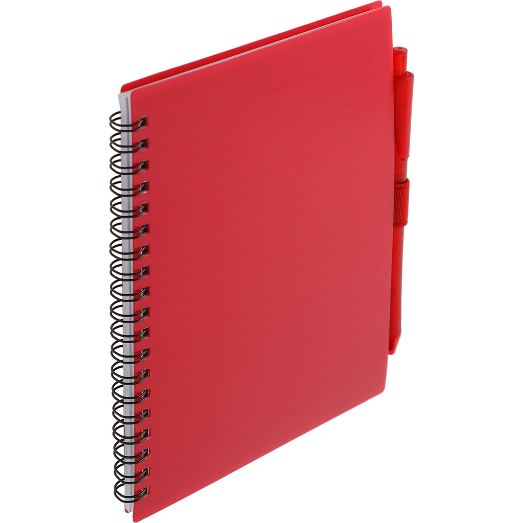 Recycled Spiral Notebook with RPET Pen, 5.5 x 7 Inches - Red - Right Angle 2
