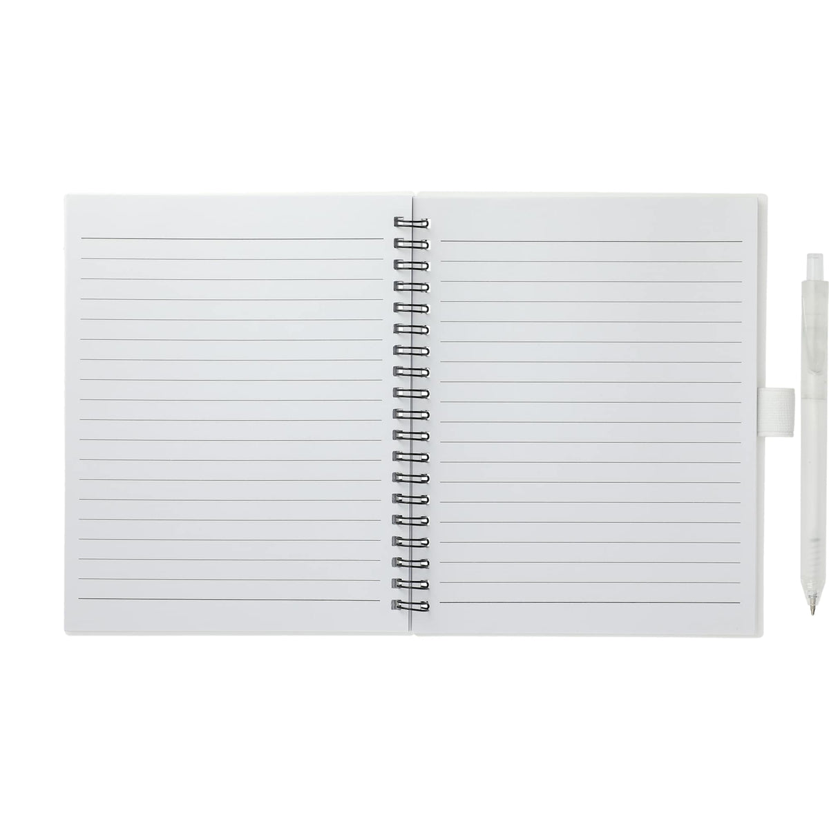 Recycled Spiral Notebook with RPET Pen, 5.5 x 7 Inches - White - Front 2