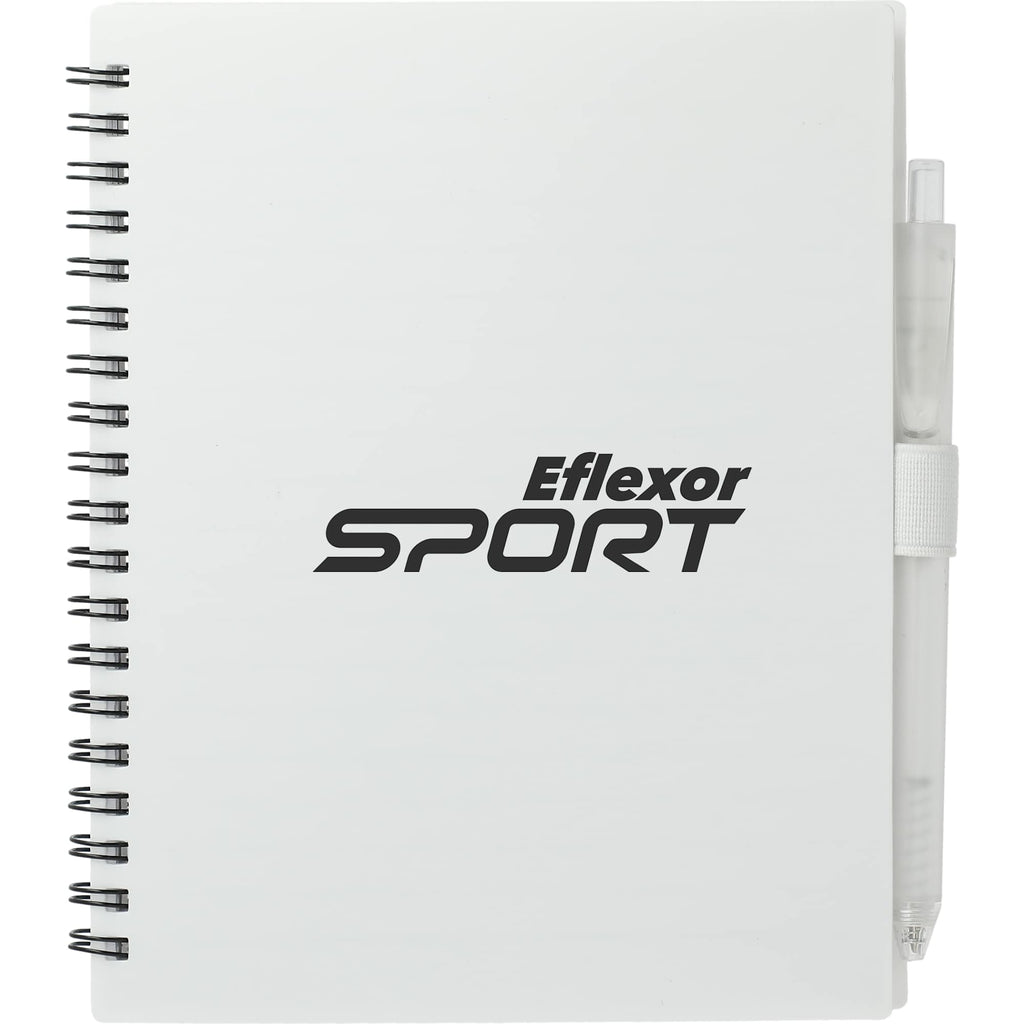 Recycled Spiral Notebook with RPET Pen, 5.5 x 7 Inches - White - Front