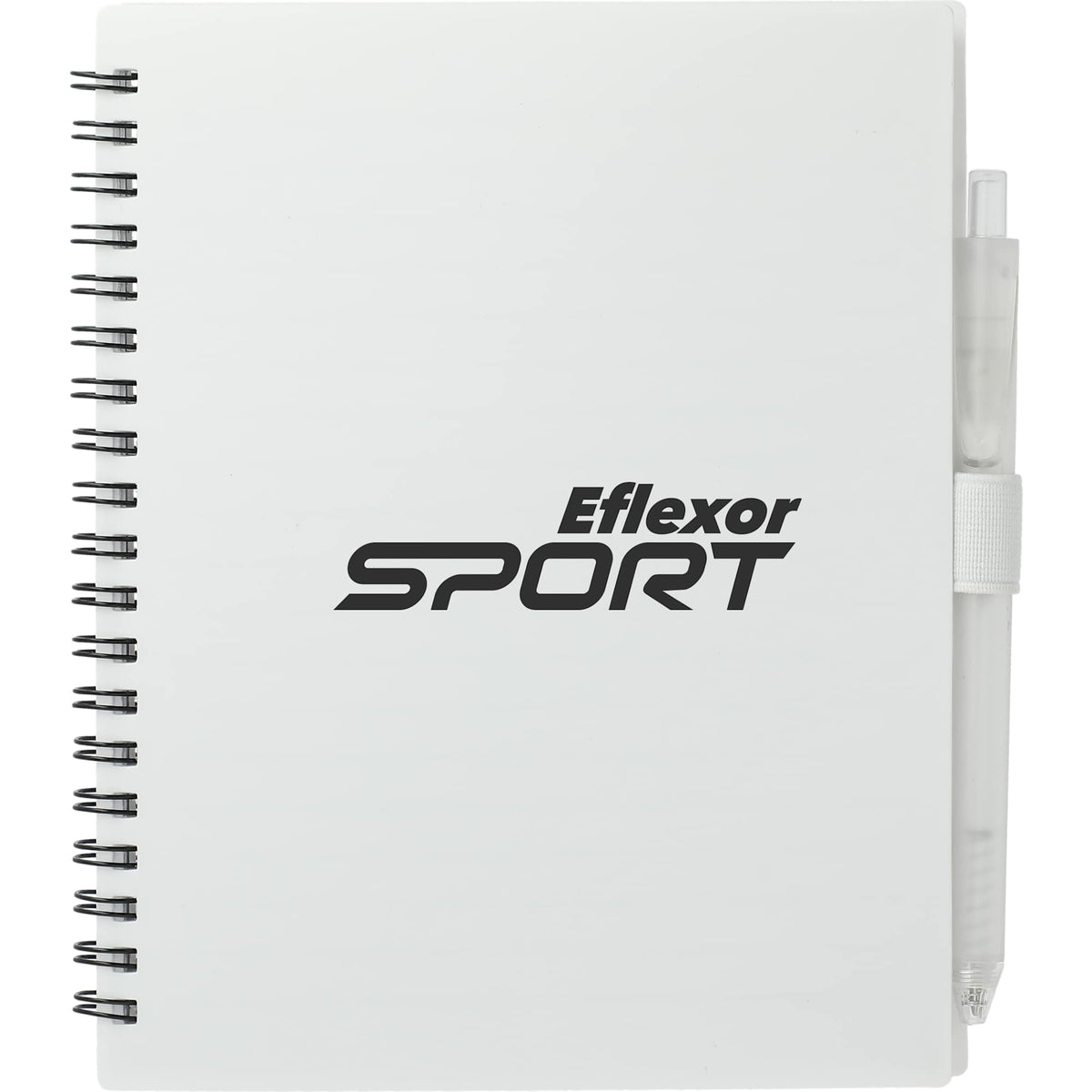 Recycled Spiral Notebook with RPET Pen, 5.5 x 7 Inches - White - Front