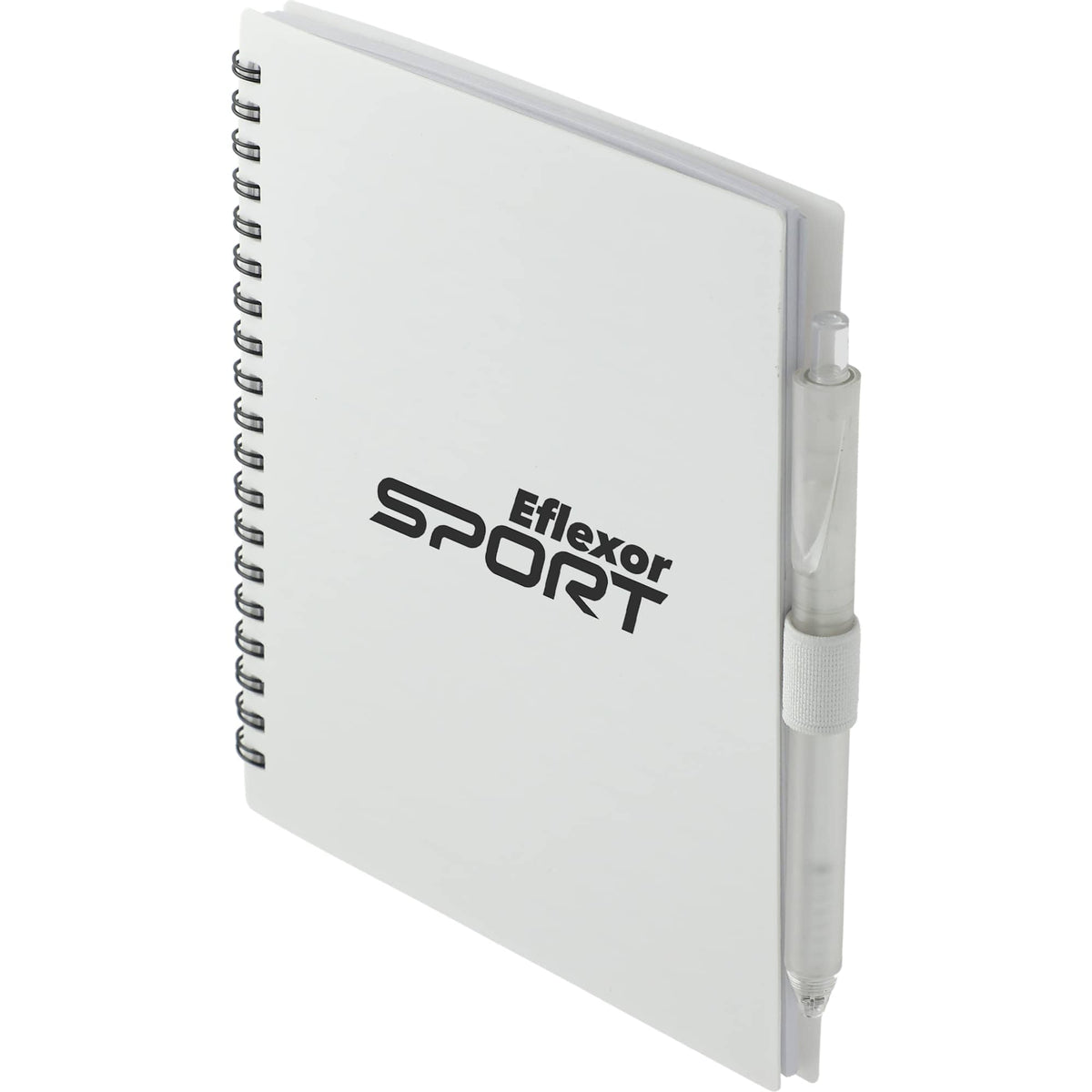 Recycled Spiral Notebook with RPET Pen, 5.5 x 7 Inches - White - Left Angle