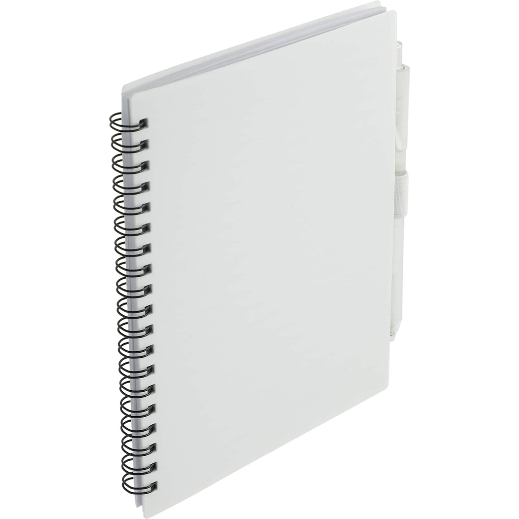 Recycled Spiral Notebook with RPET Pen, 5.5 x 7 Inches - White - Right Angle 2