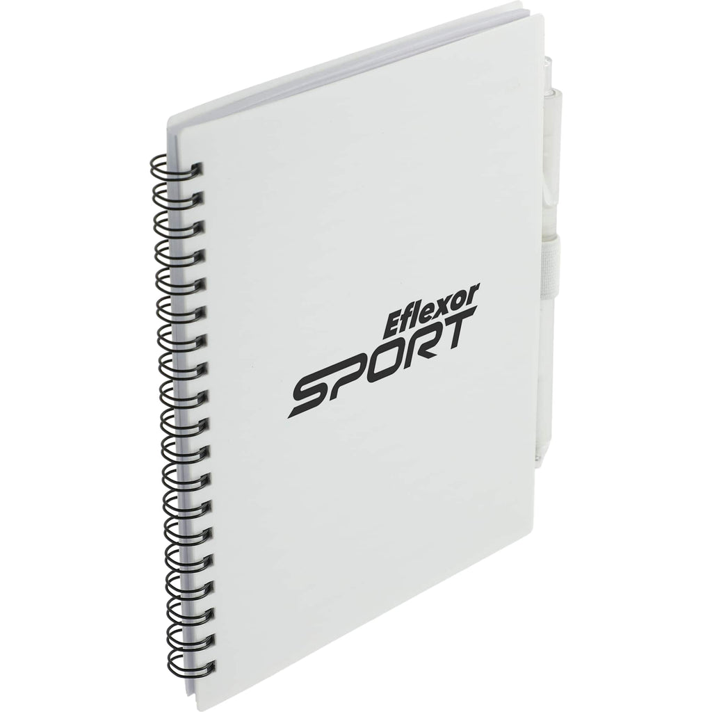 Recycled Spiral Notebook with RPET Pen, 5.5 x 7 Inches - White - Right Angle