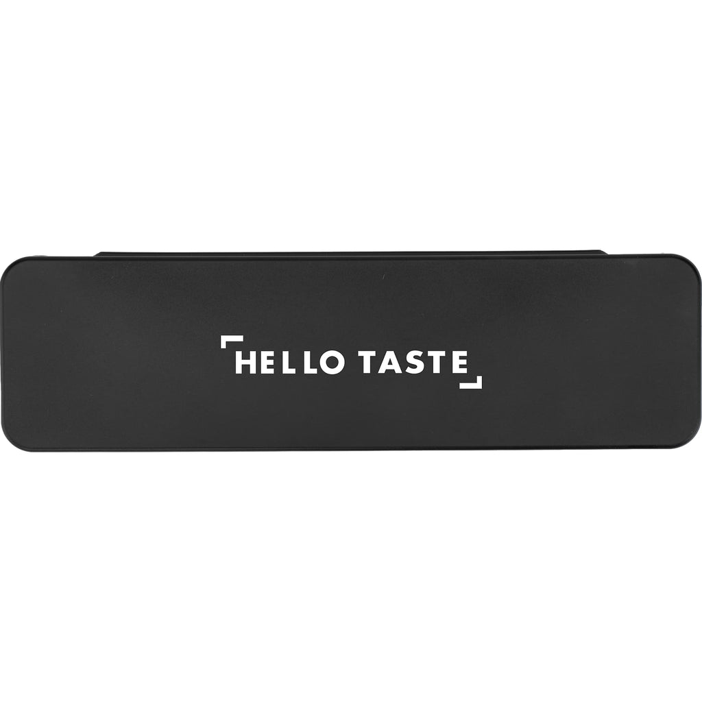 Recycled Utensil Set with Case and Silicone Straw - Black - Front