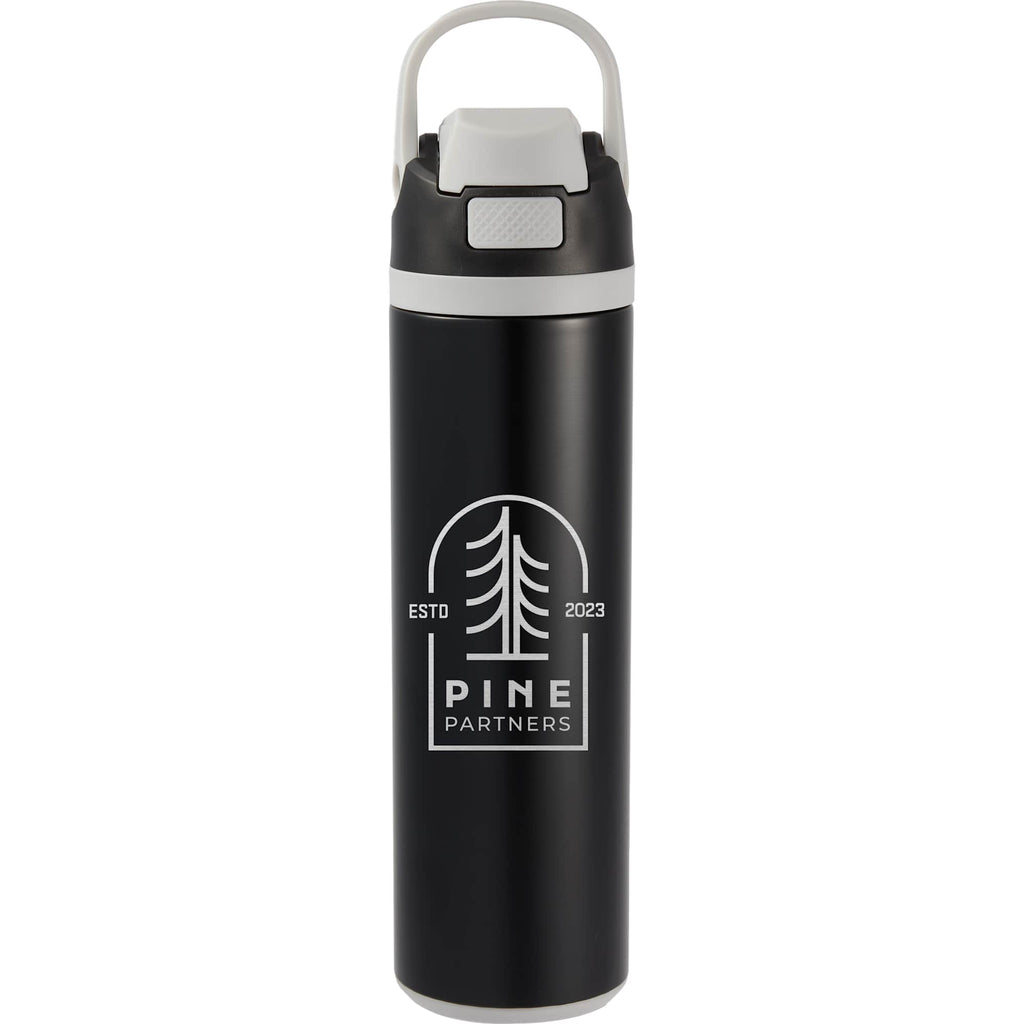 Reef Insulated Flip-Top Bottle in Recycled Steel, 24 oz - Black - Front