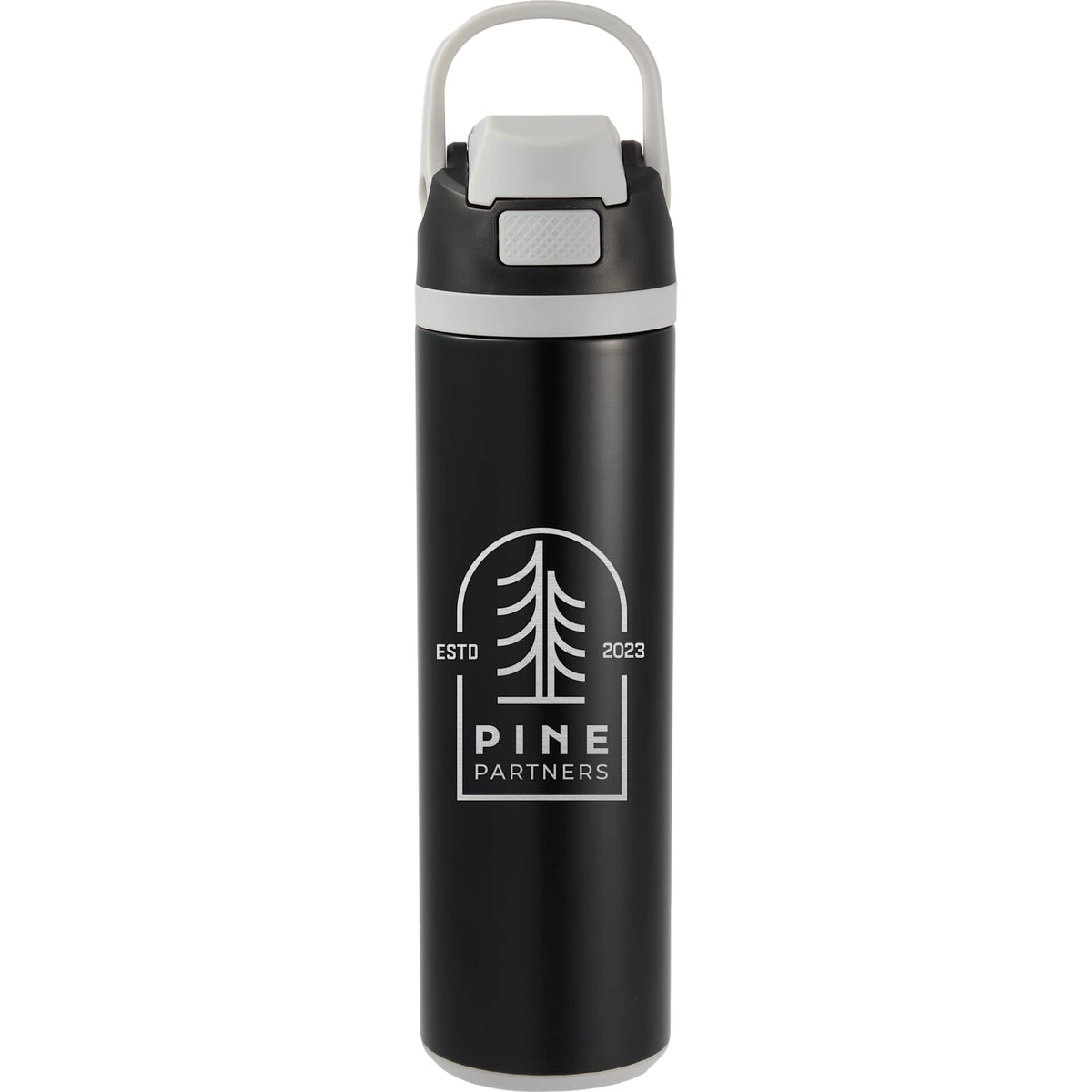 Reef Insulated Flip-Top Bottle in Recycled Steel, 24 oz - Black - Front