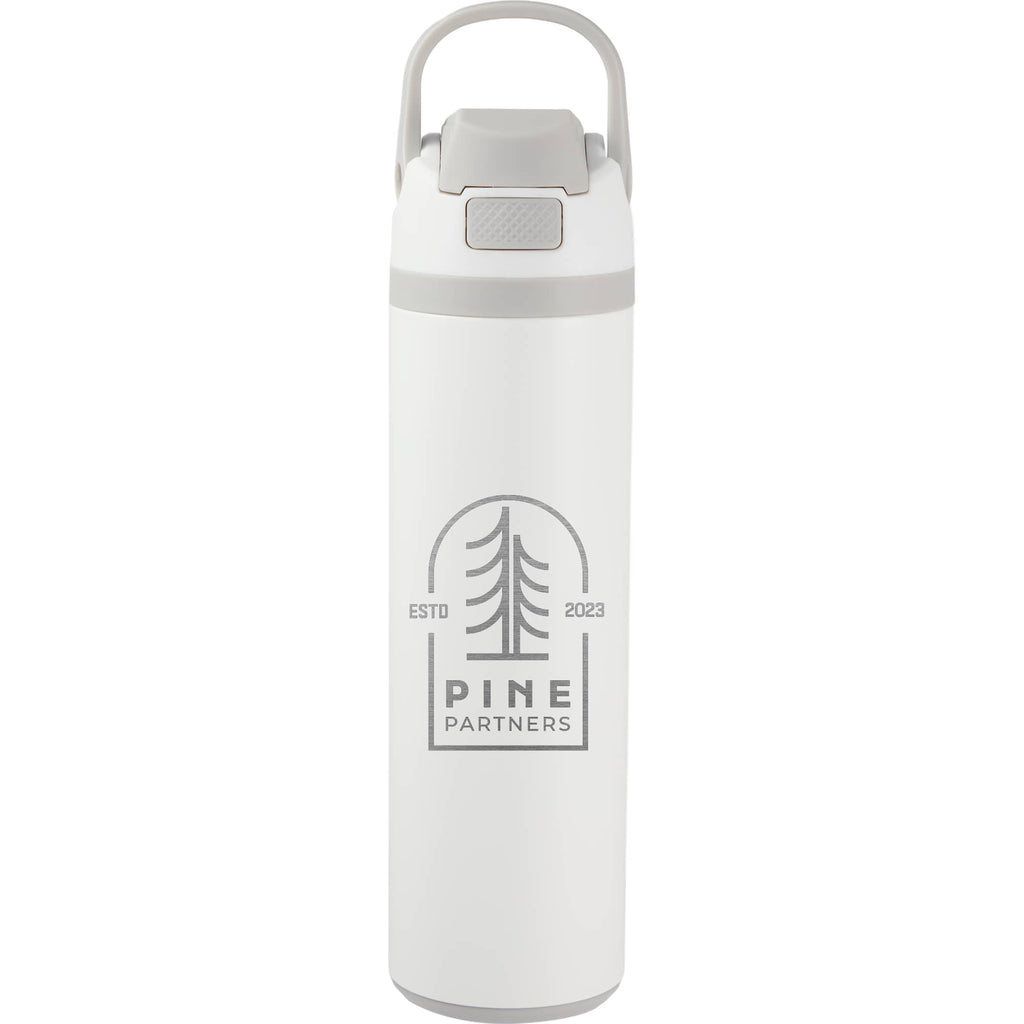 Reef Insulated Flip-Top Bottle in Recycled Steel, 24 oz - White - Front