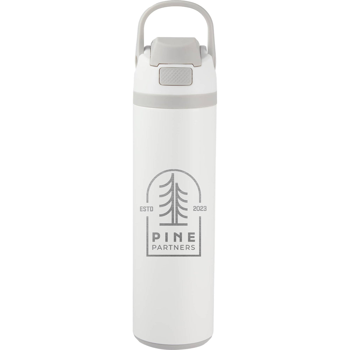 Reef Insulated Flip-Top Bottle in Recycled Steel, 24 oz - White - Front