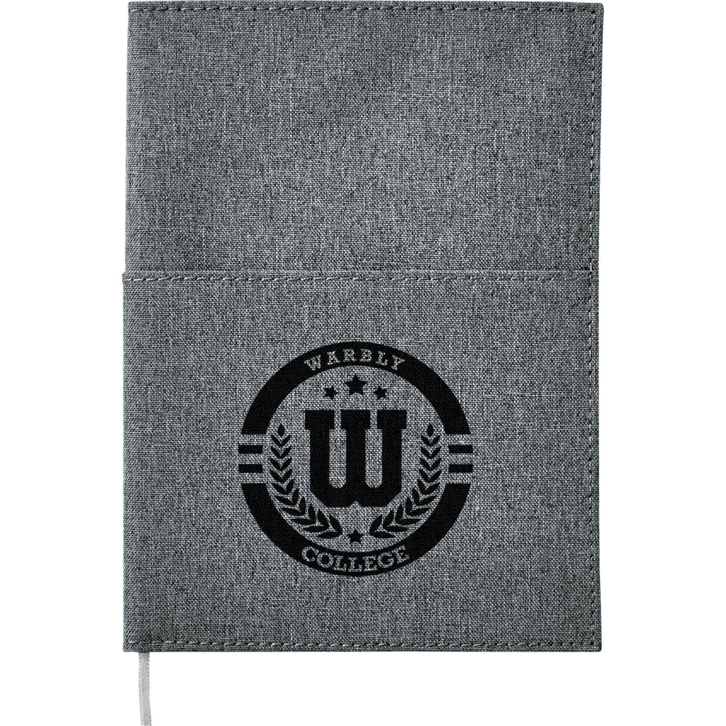 Refillable Canvas Notebook with Front and Back Pockets, 5 x 7 Inches - Black - Front 2