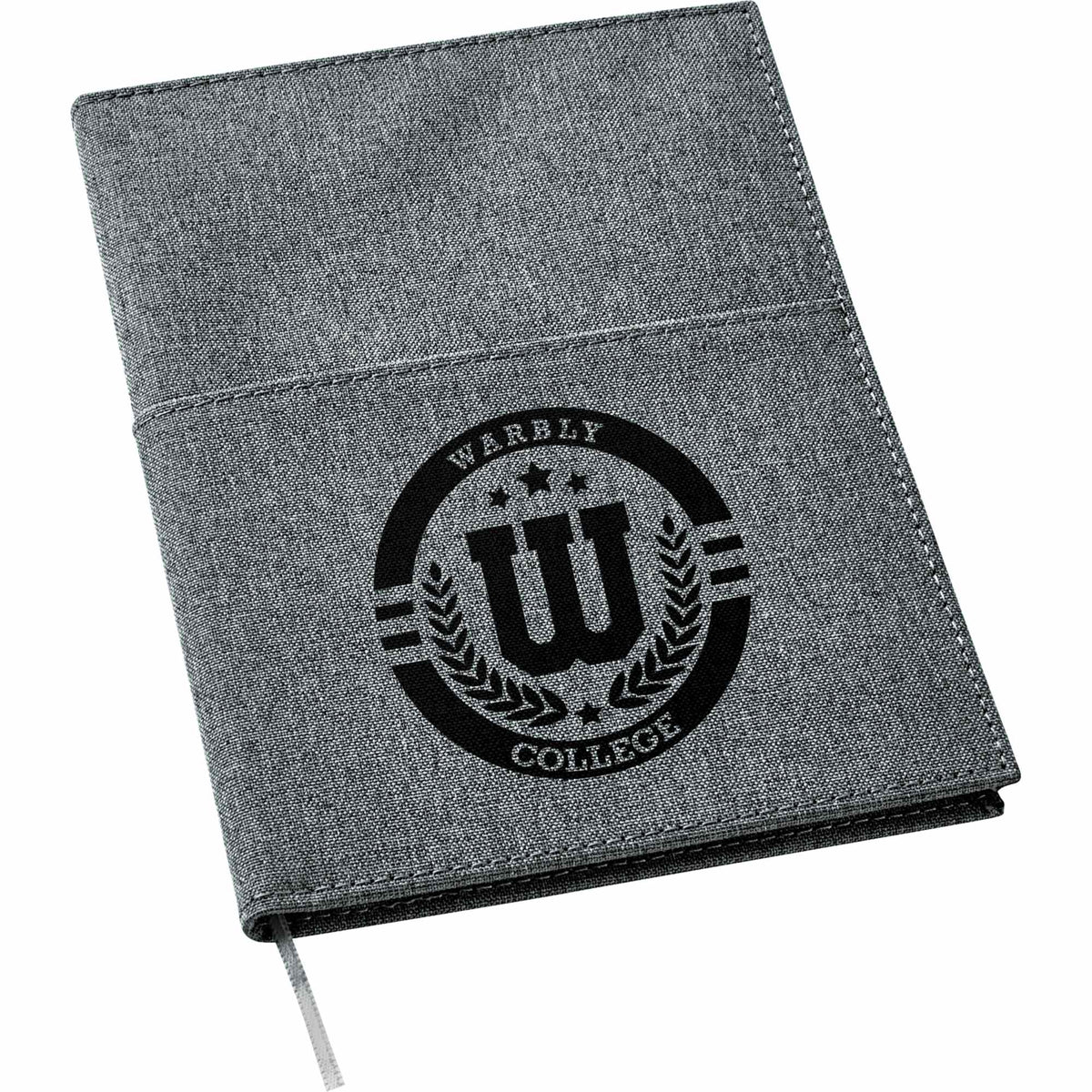 Refillable Canvas Notebook with Front and Back Pockets, 5 x 7 Inches - Black - Front
