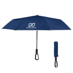 Reflective Umbrella with Carabiner Handle, 46 Inch Arc - Navy - Silk Screen