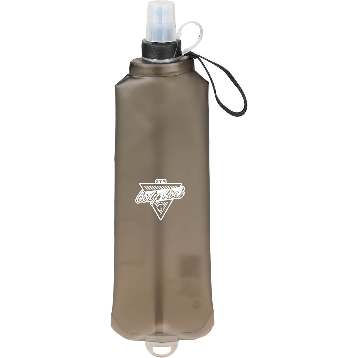 Remy Collapsible Water Bottle with Wrist Strap, 17 oz - Black - Front