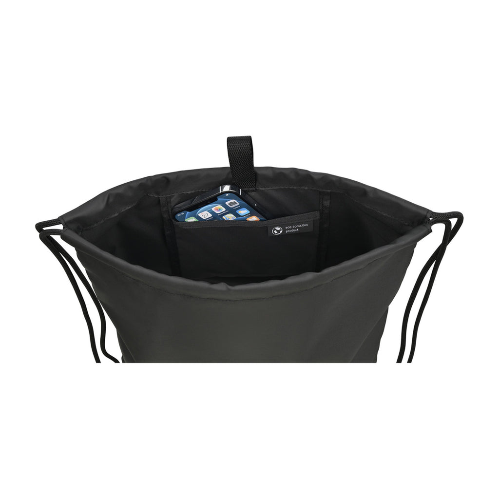 Repeat Lite Recycled Drawstring Backpack Embroidery - Black - View 3