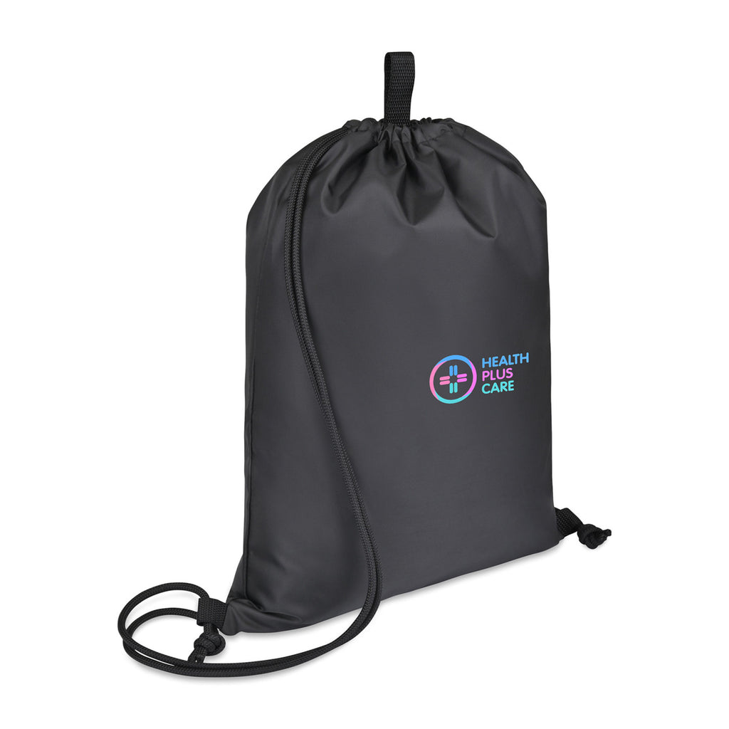 Repeat Lite Recycled Drawstring Backpack Transfer - Black - View 2