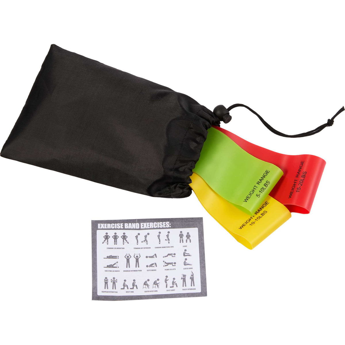 Resistance Loop Band Set with Pouch, 3 Pieces Full Color - Black - Components 3