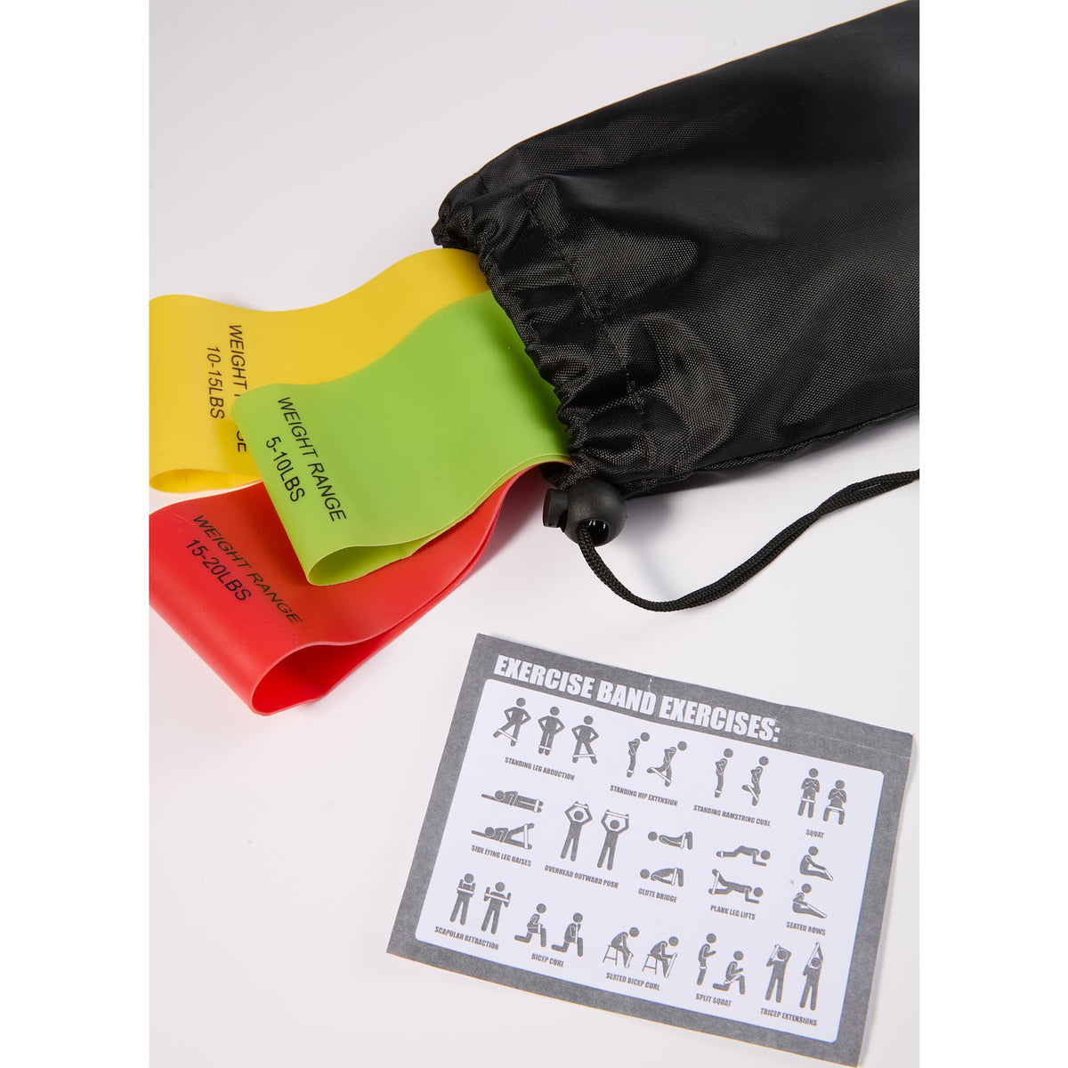 Resistance Loop Band Set with Pouch, 3 Pieces Full Color - Black - Components 4