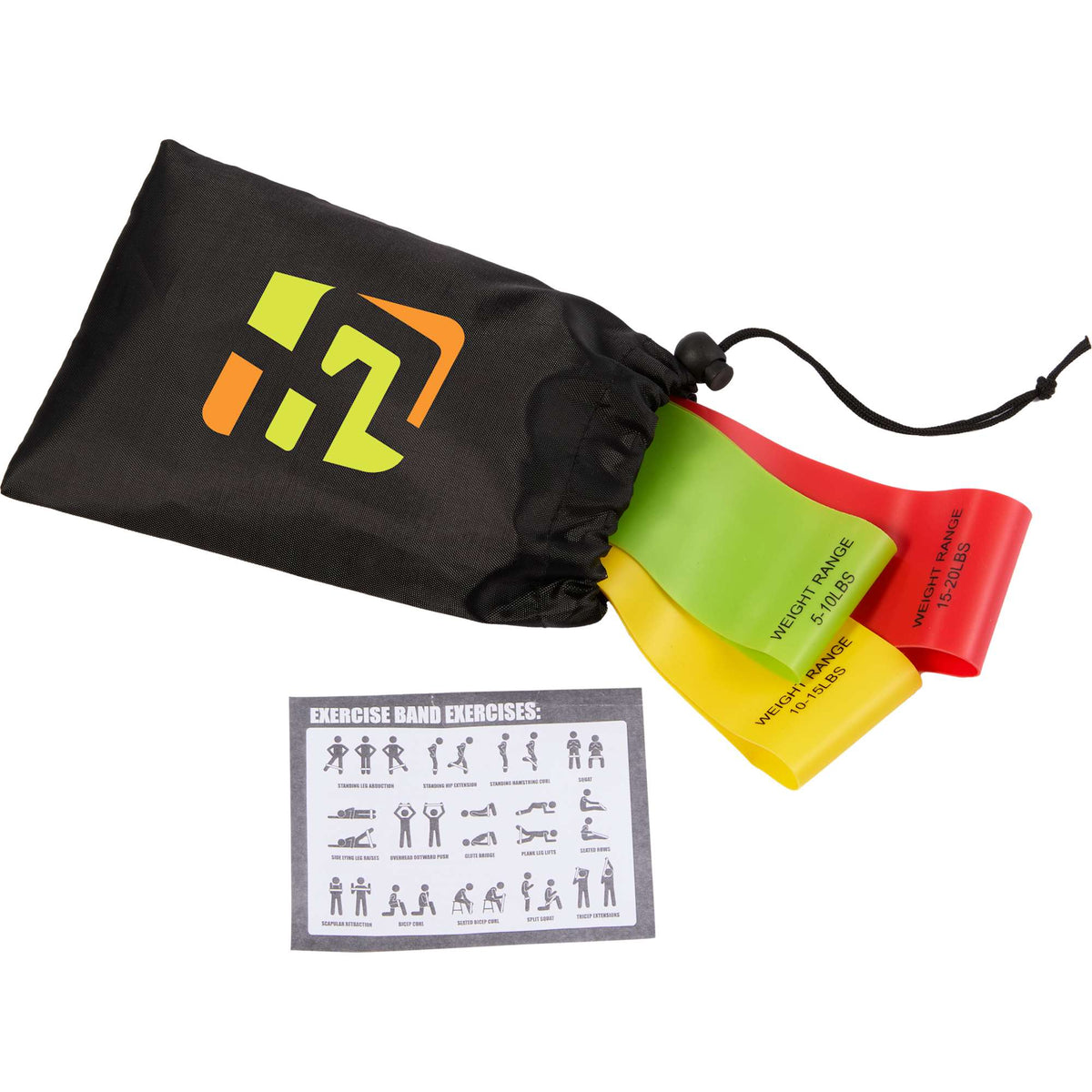 Resistance Loop Band Set with Pouch, 3 Pieces Full Color - Black - Components