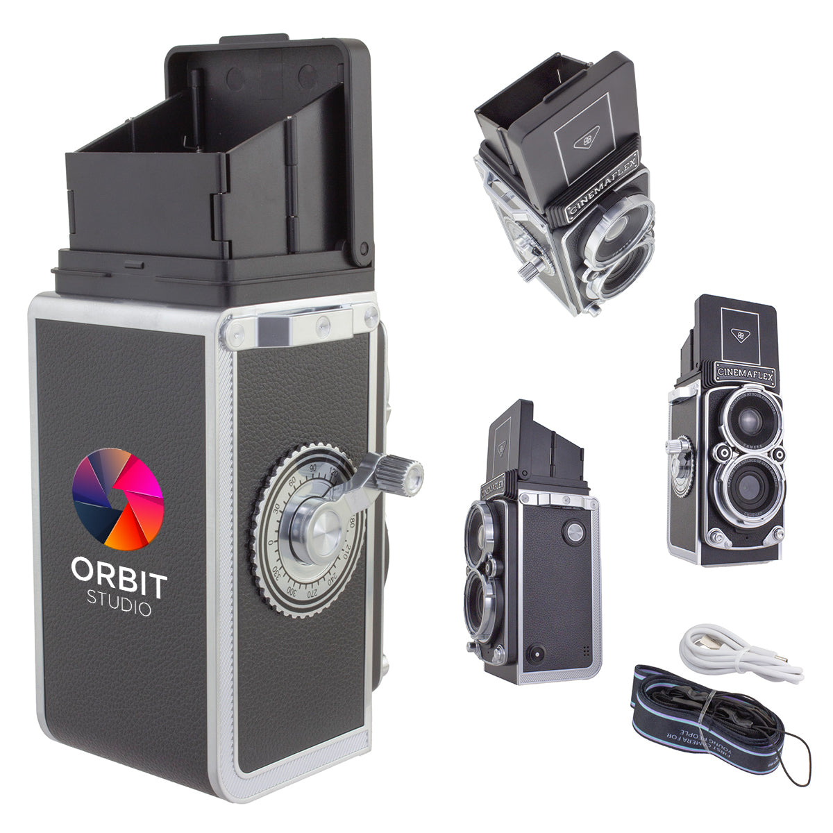 Retro Digital Camera, CinemaFlex - Black with Silver - 4CP