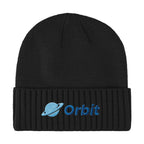 Ribbed Cuff Beanie in Recycled PET - Black - Embroidery