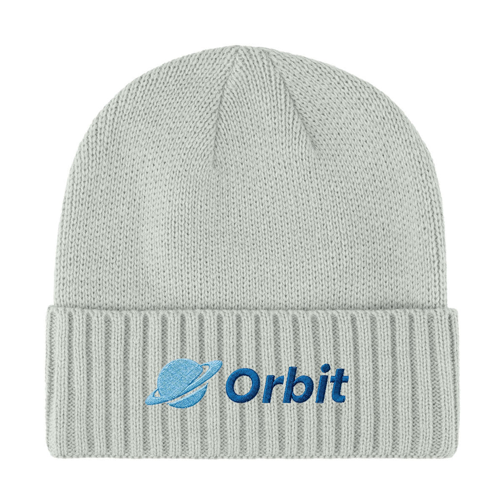 Ribbed Cuff Beanie in Recycled PET - Gray - Embroidery