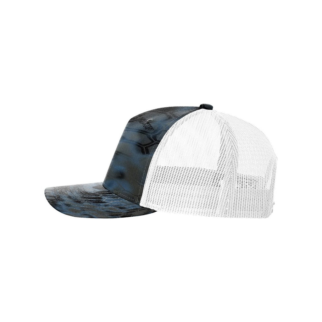 Richardson Patterned Five-Panel Trucker Cap Full Color - Kryptek Neptune/ White - Direct Side