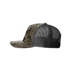 Richardson Patterned Five-Panel Trucker Cap Full Color - Realtree Timber/ Black - Direct Side