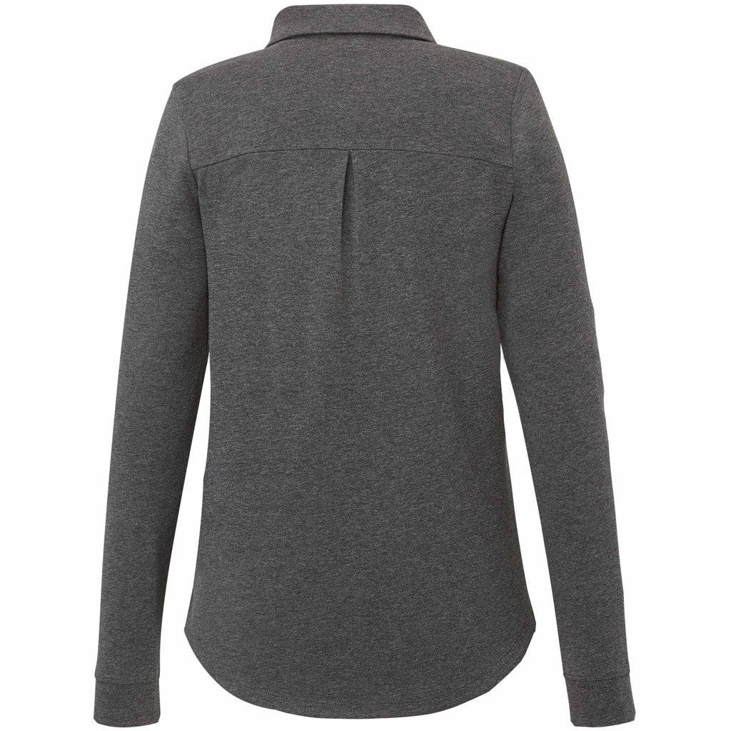 Rigi Eco Knit Button Cardigan for Women Transfer - Heather Dark Charcoal - Back