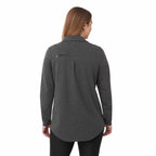 Rigi Eco Knit Button Cardigan for Women Transfer - Heather Dark Charcoal - On Model Back