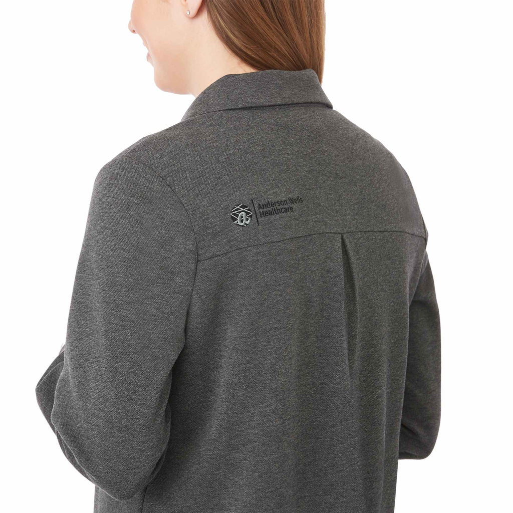 Rigi Eco Knit Button Cardigan for Women Transfer - Heather Dark Charcoal - On Model Detail 2