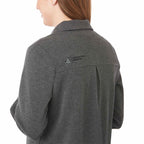Rigi Eco Knit Button Cardigan for Women Transfer - Heather Dark Charcoal - On Model Detail 2