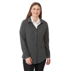 Rigi Eco Knit Button Cardigan for Women Transfer - Heather Dark Charcoal - On Model Front 3