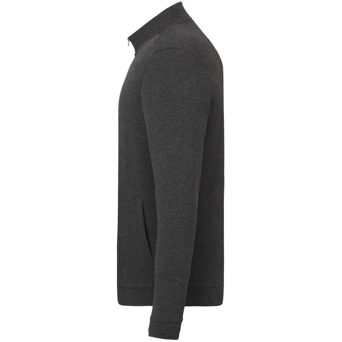 Rigi Eco Knit Full Zip Jacket for Men Embroidery - Heather Dark Charcoal - Left Side