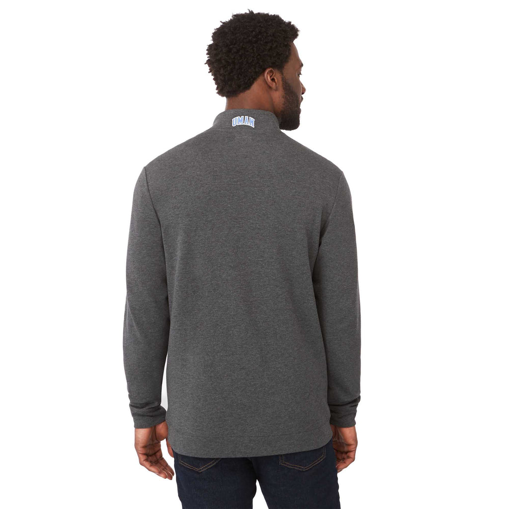 Rigi Eco Knit Full Zip Jacket for Men Embroidery - Heather Dark Charcoal - On Model Back