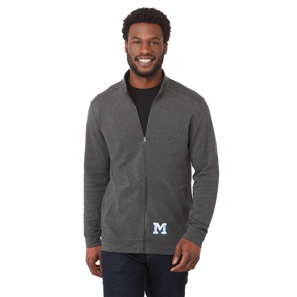 Rigi Eco Knit Full Zip Jacket for Men Embroidery - Heather Dark Charcoal - On Model Front